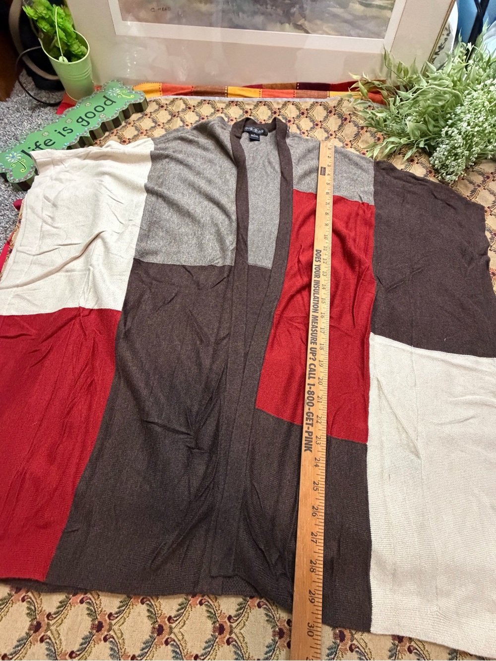 Colorblock Open-Front Sweater Cardigan - Picture 6 of 9
